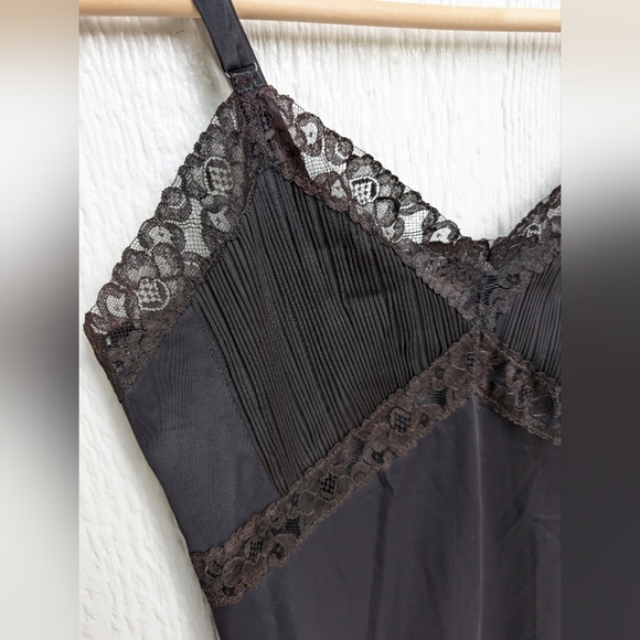 Vintage 60s Gotham Gold Stripe Black Lace Slip Nightgown Lingerie Dress 36 Tall - Picture 3 of 8